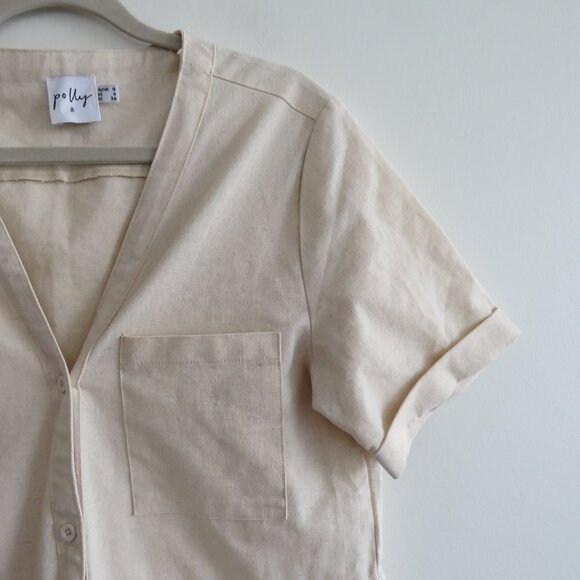 PRINCESS POLLY Linen Blend Utility Boilersuit Jumpsuit in Oatmeal - Size US 4 - Picture 4 of 16